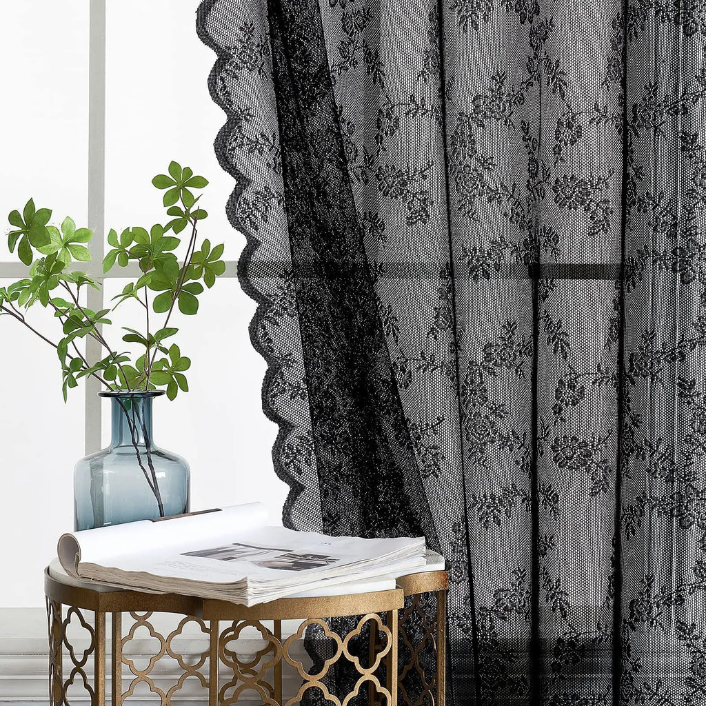 1 piece lace semi-transparent curtain