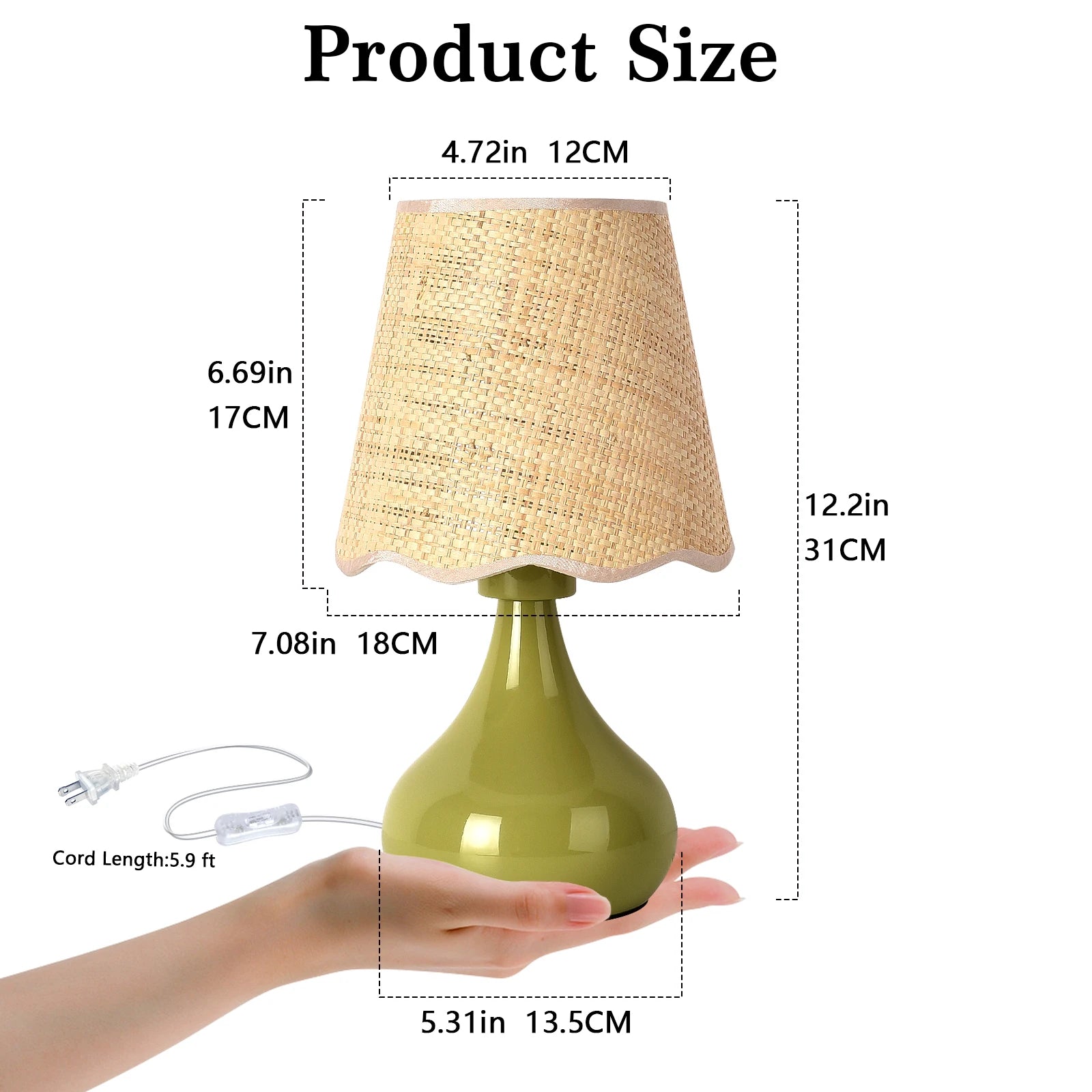 Green Small Boho Table Lamp