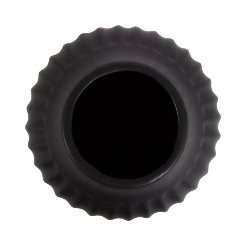 Ribbed Matte Black Curved Vase
