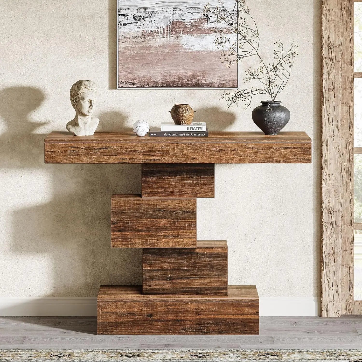 Wood Sofa Table Behind Couch