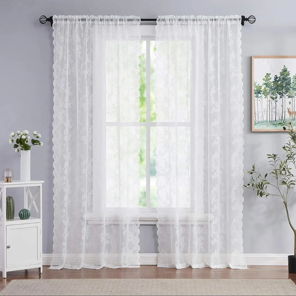 1 piece lace semi-transparent curtain