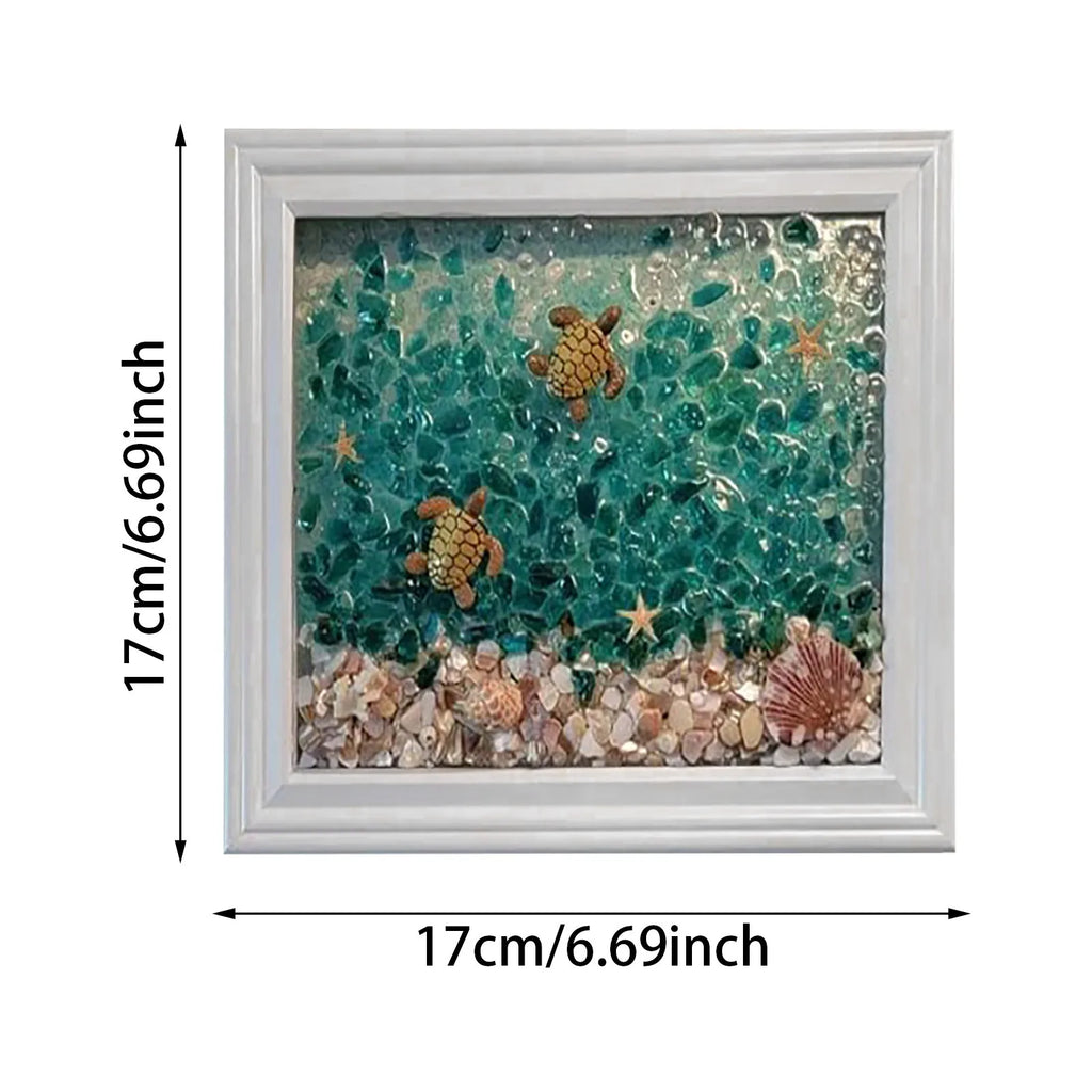 Turtle Sea Glass Art Picture