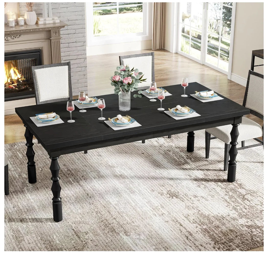 Wood Black Table for 4-6 People