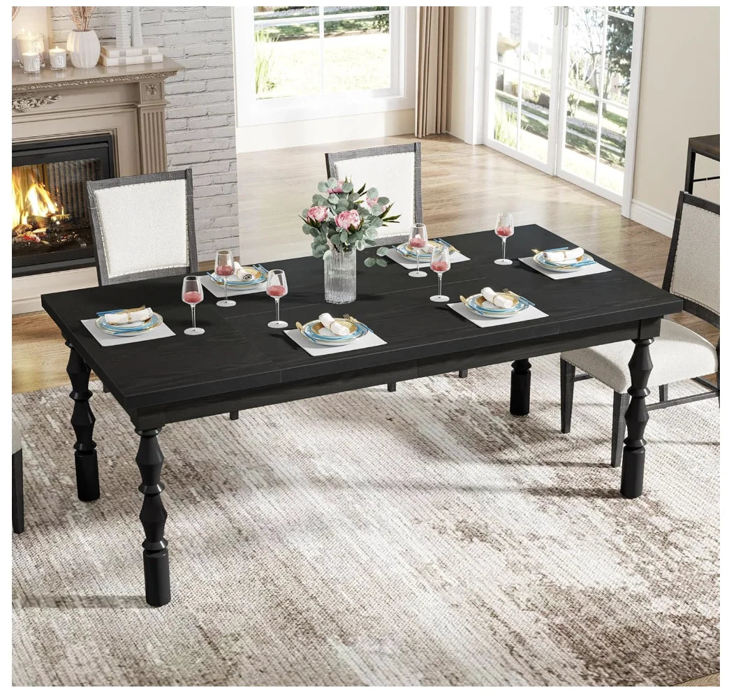 Wood Black Table for 4-6 People