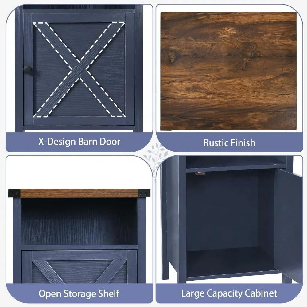 Set of 2 Nightstands with Barn Door