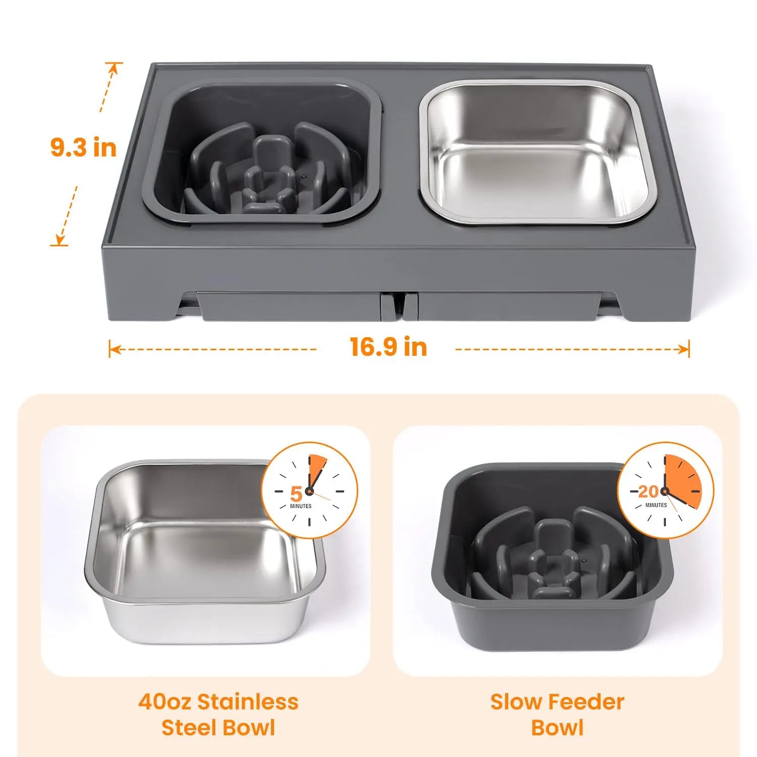 Elevated Slow Feeder Dog Bowls
