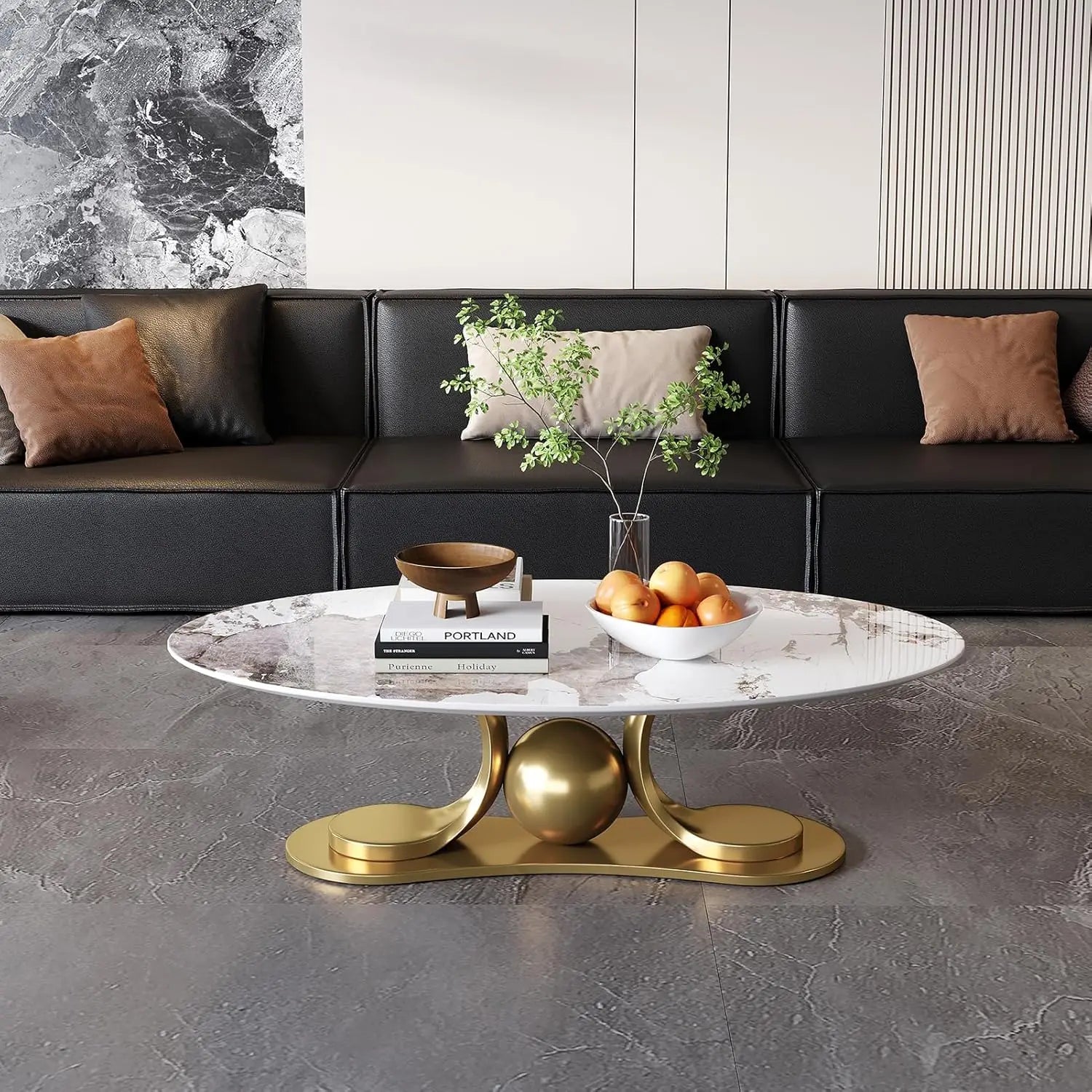 Marble Coffee Table w/Gold Base