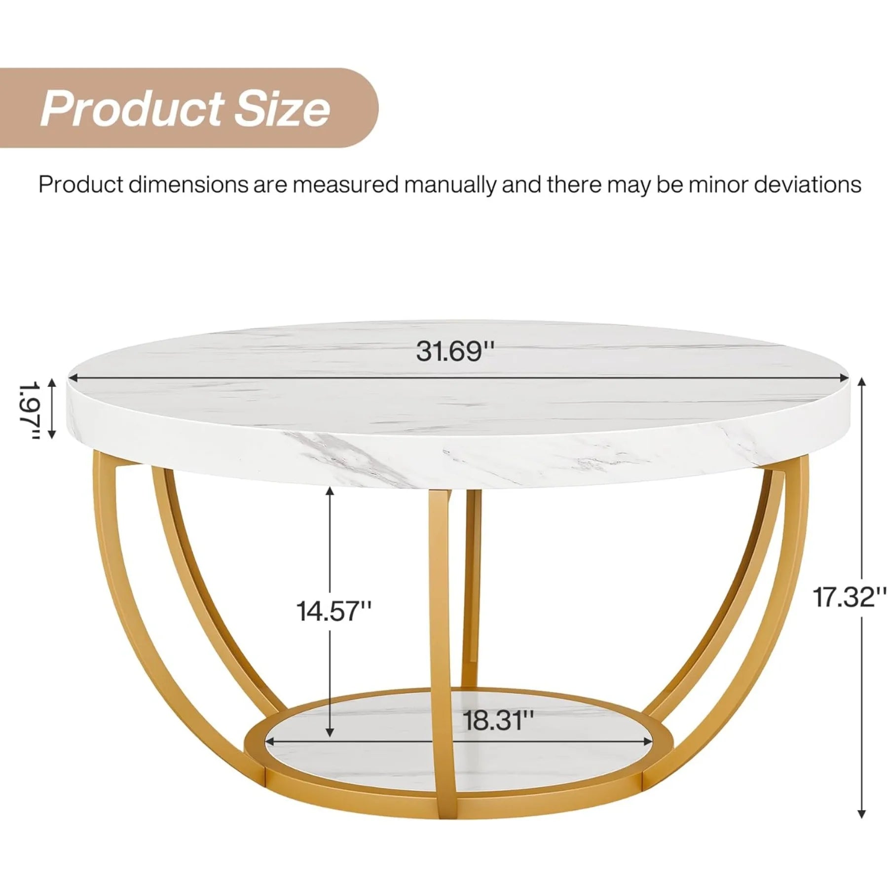 2 Tier Faux Marble Coffee Table