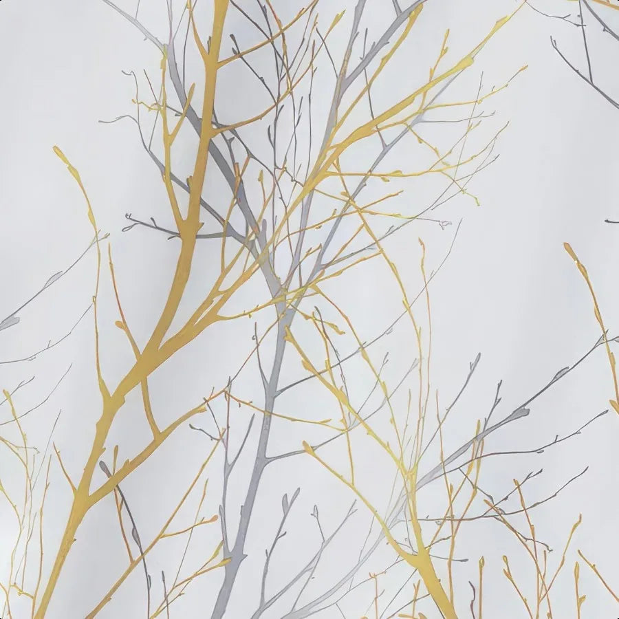 Blackout Yellow on White Tree Curtains