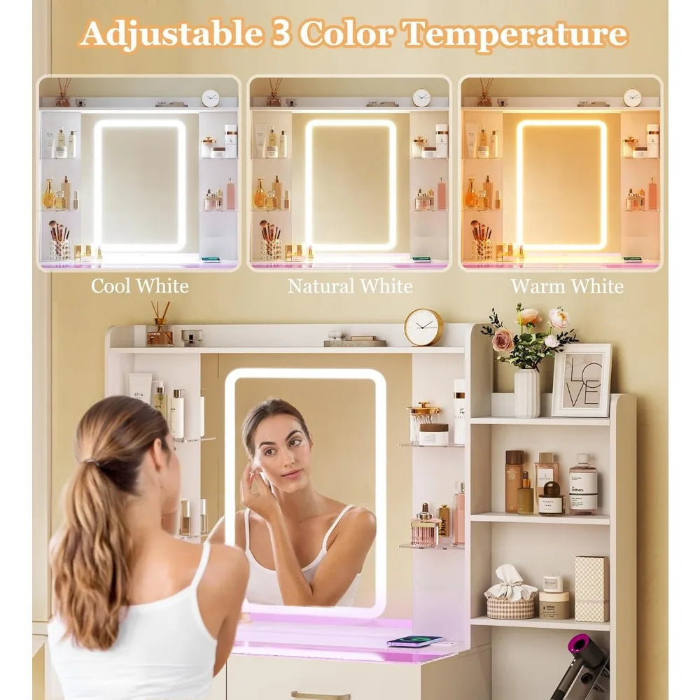 43" Glass Top Vanity w/LED Mirror