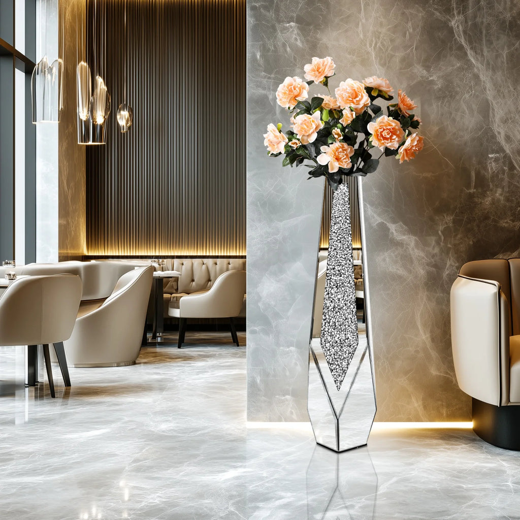 Diamond Mirrored Floor Vase