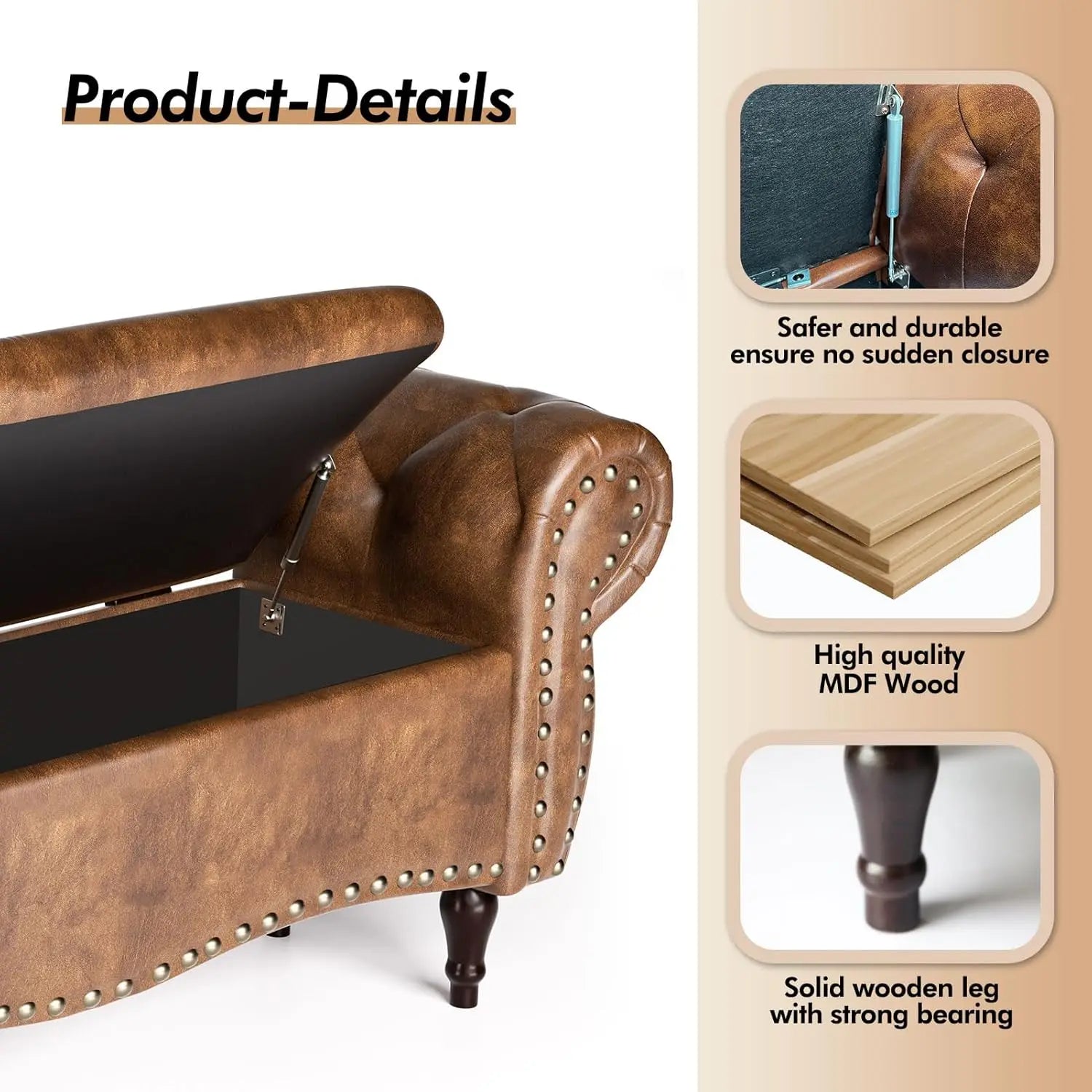 51" Storage Ottoman Bench