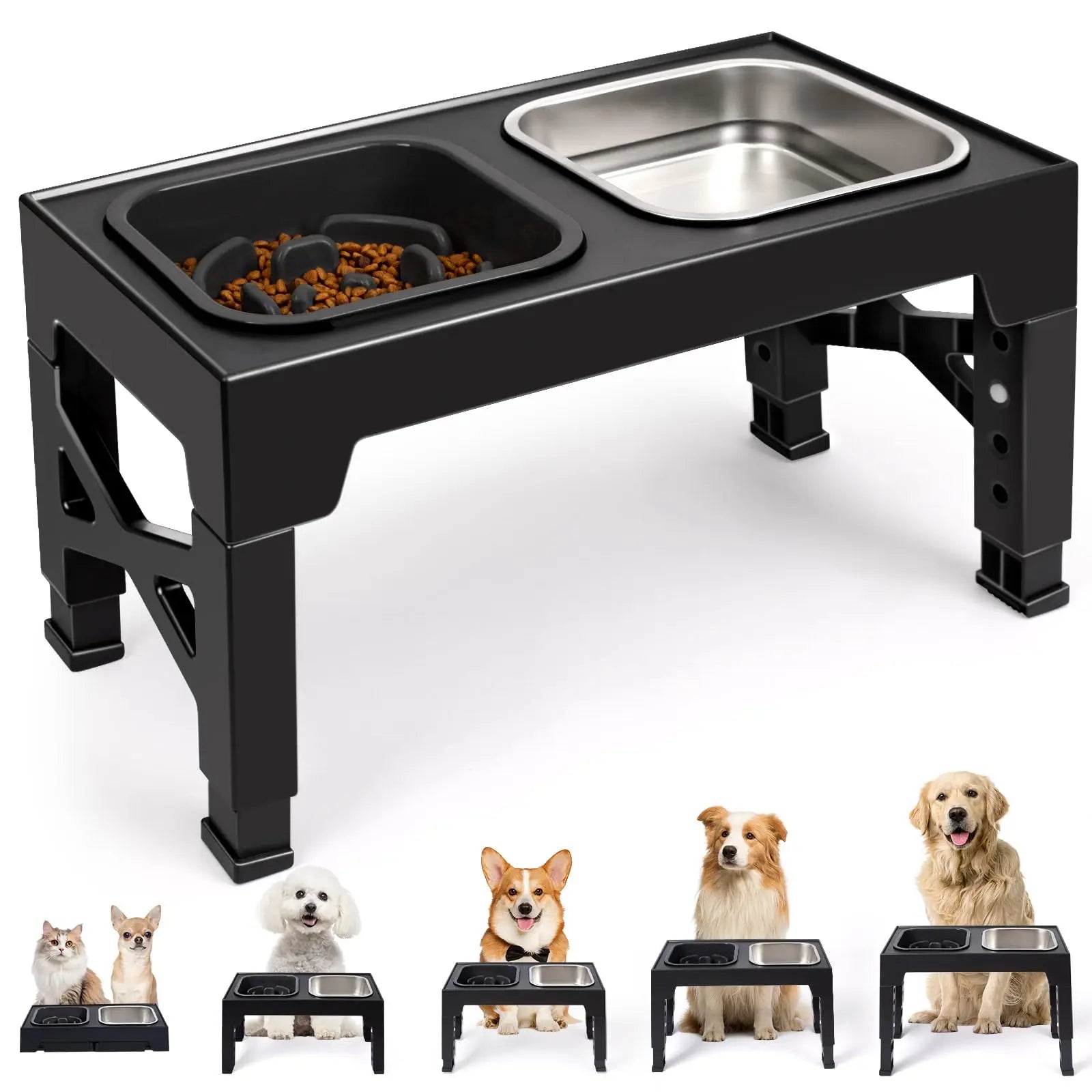 Elevated Slow Feeder Dog Bowls