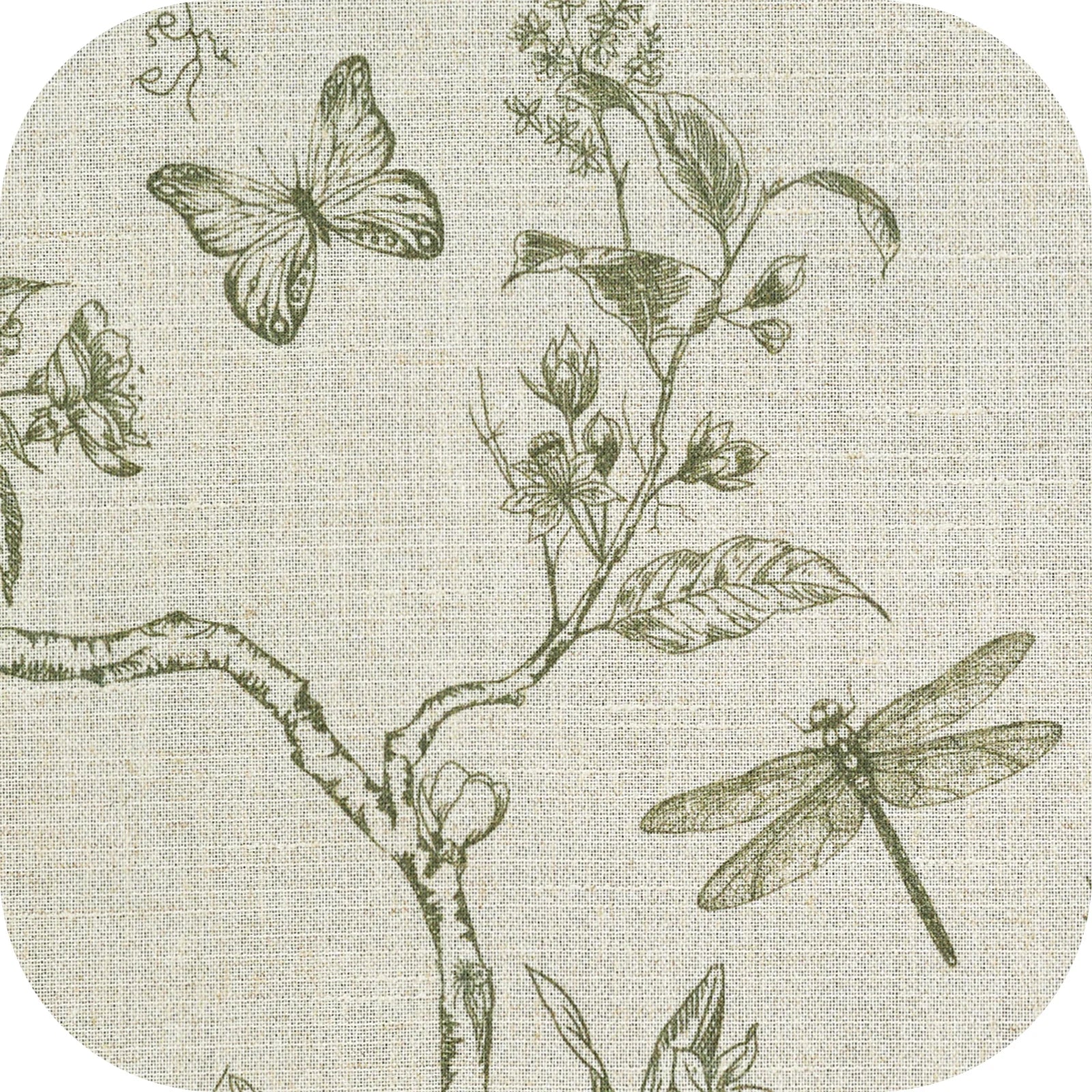 Linen Floral Curtain Set for Kitchen