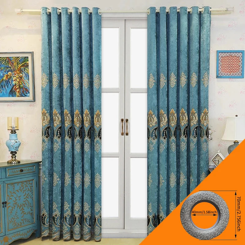 2pc embroidered Chenille curtains