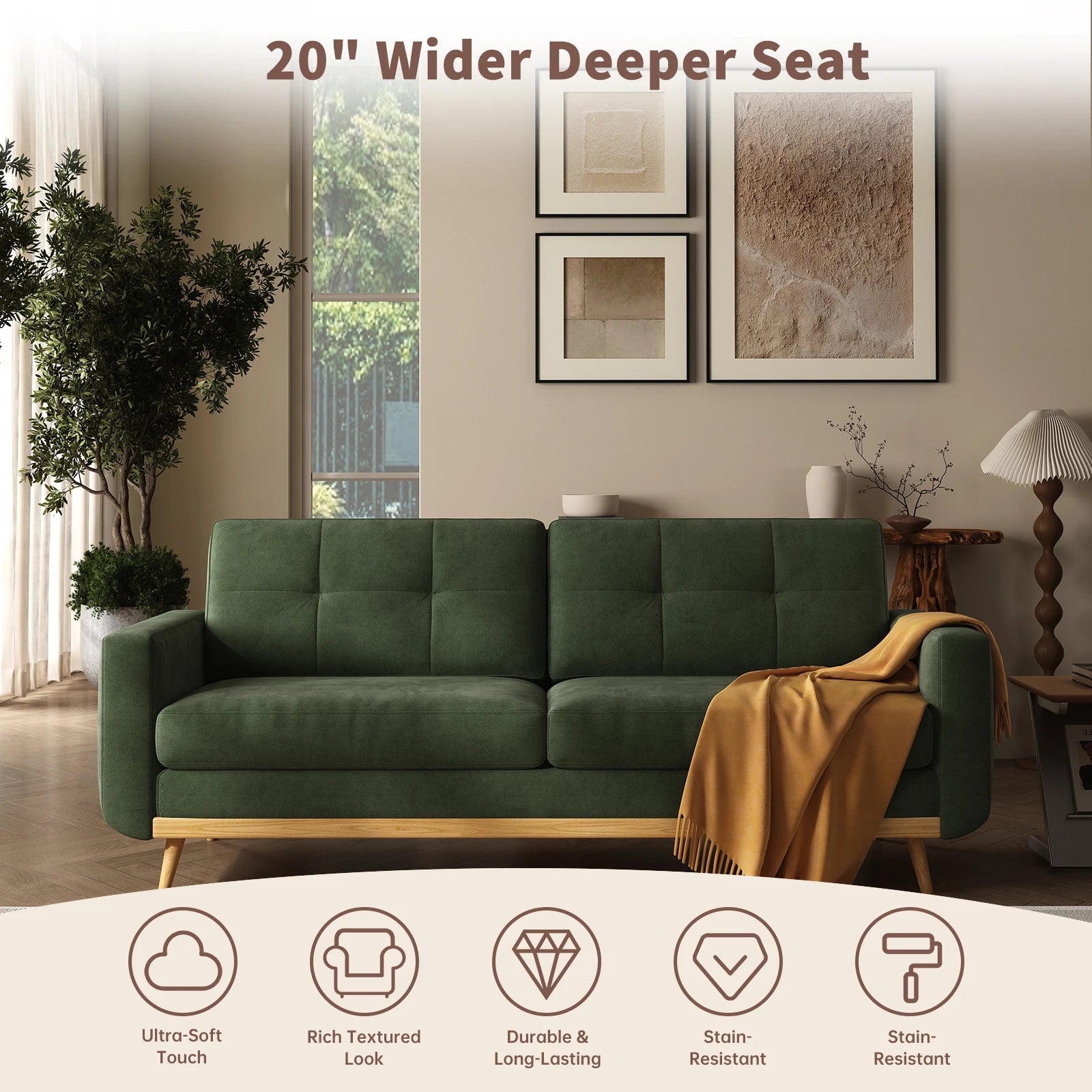 Loveseat Sofa w/Wooden Legs