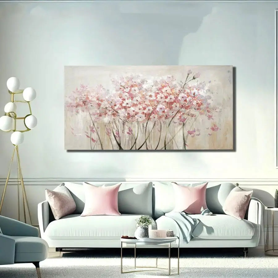 White Floral Oil Painting Canvas
