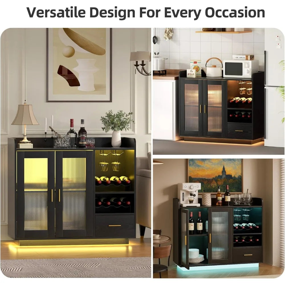 Wine Bar Cabinet with LED Light