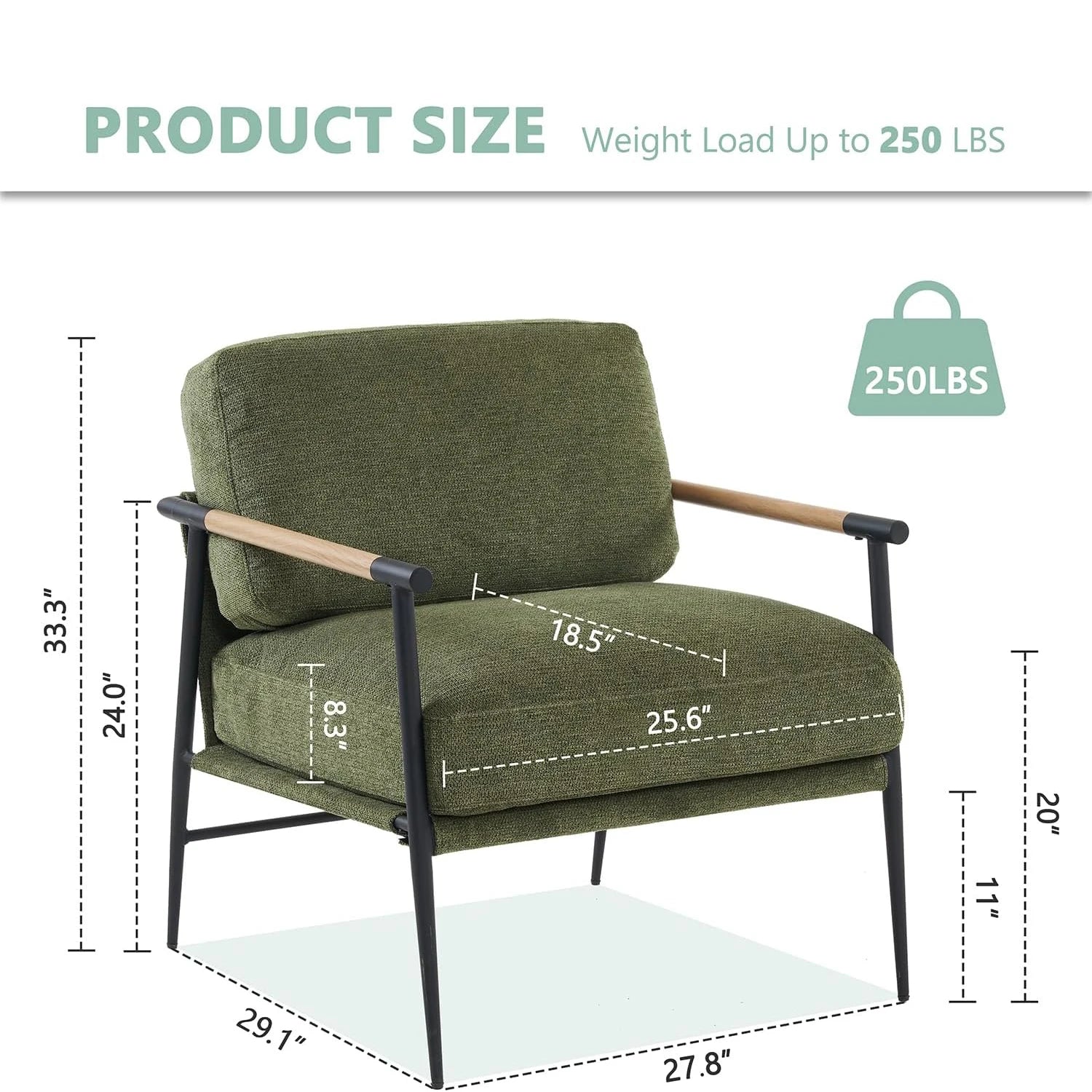 Lounge Chair Chenille, Metal Leg