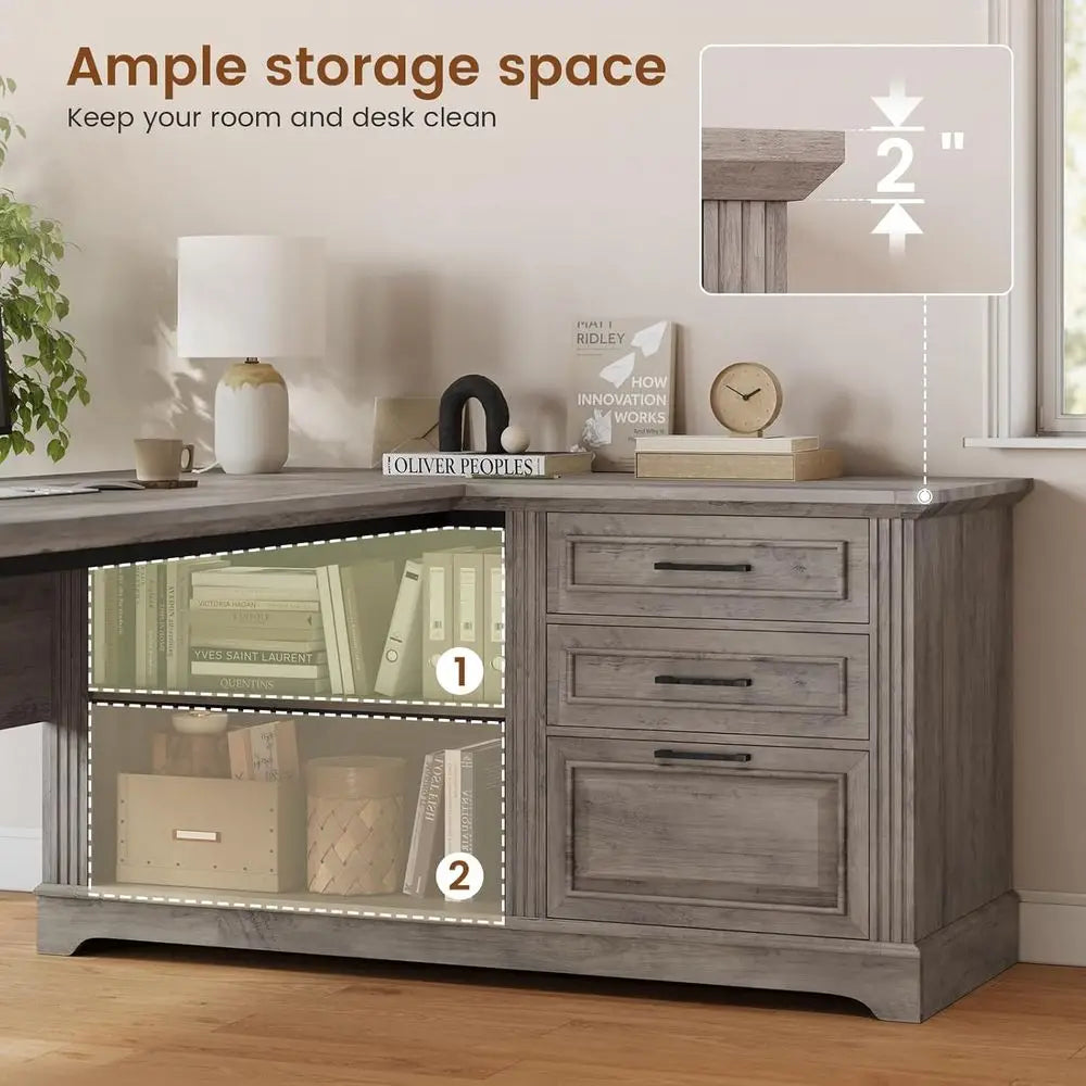 61" Executive L Shaped Desk