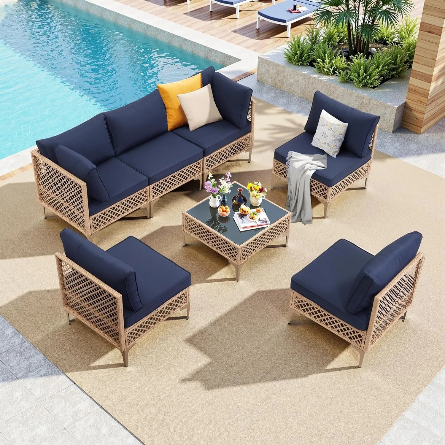 7 Piece Outdoor Wicker Patio Set