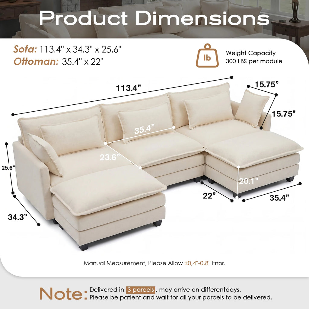 Comfy Cloud Couch with Deep Seat