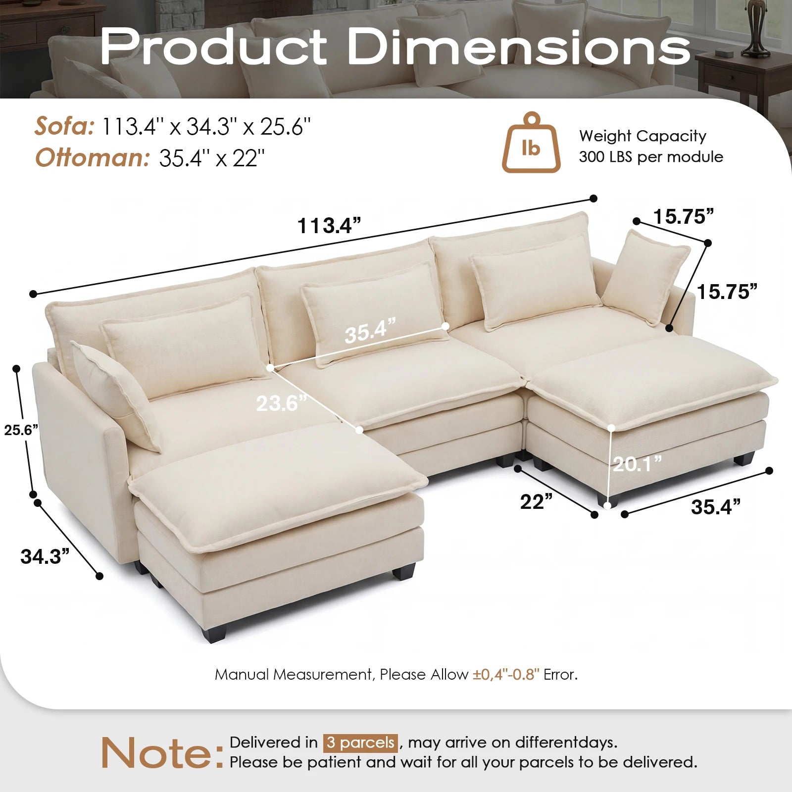 Comfy Cloud Couch with Deep Seat