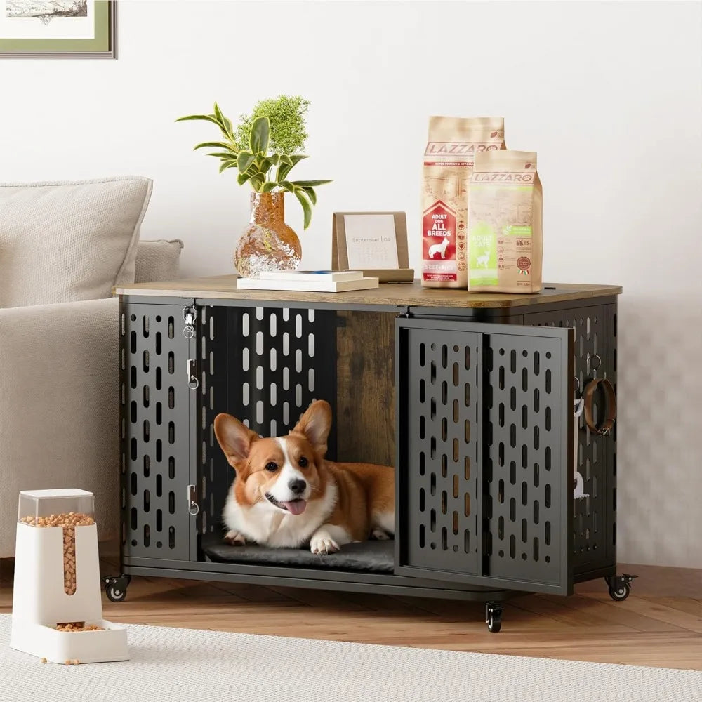 Wooden Dog Crate with Cushion