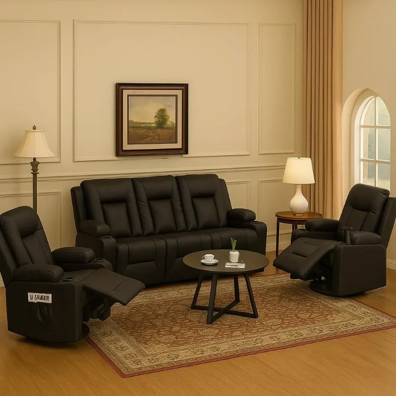Leather Recliner Sofa Set