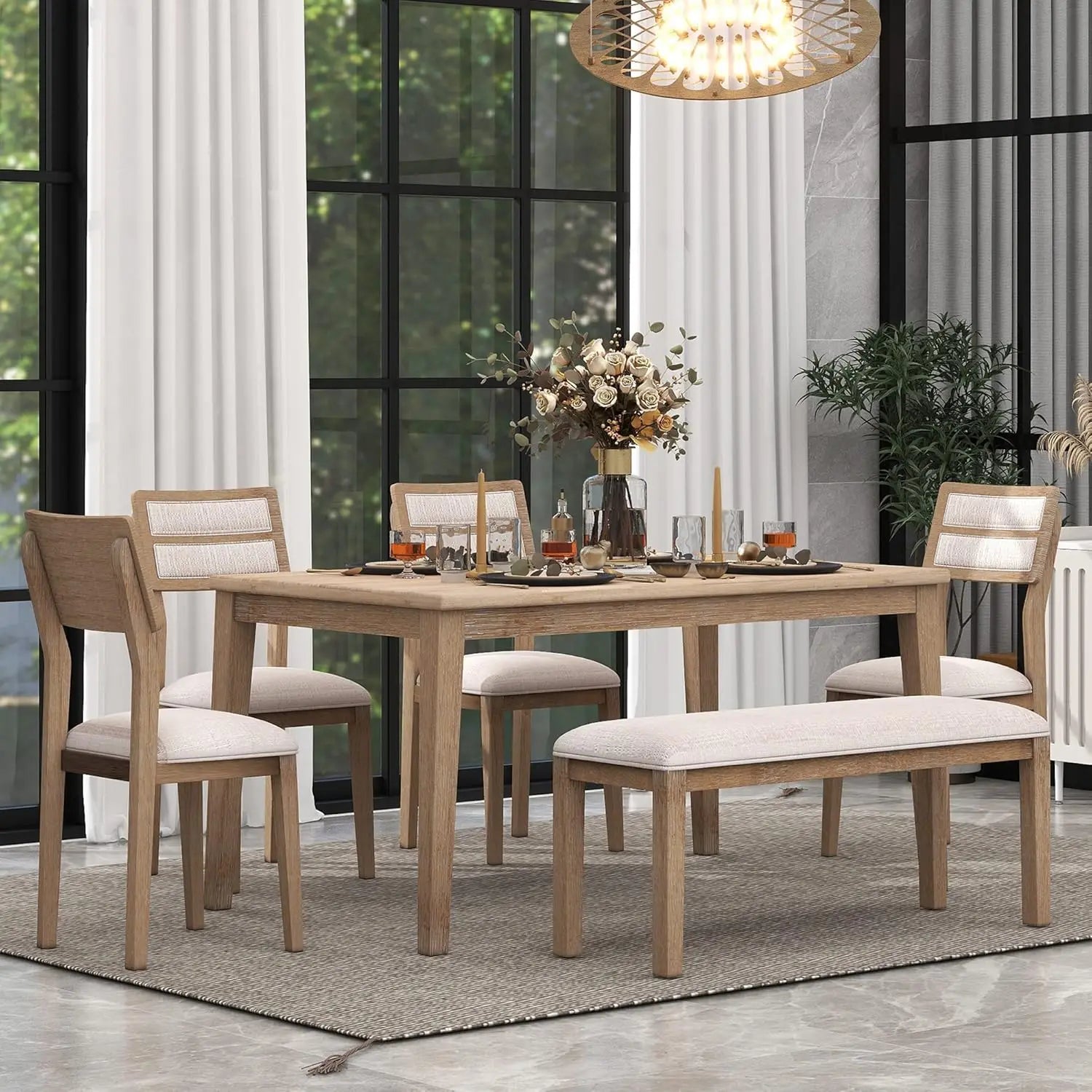 Dining Table w/Bench and 4 Chairs