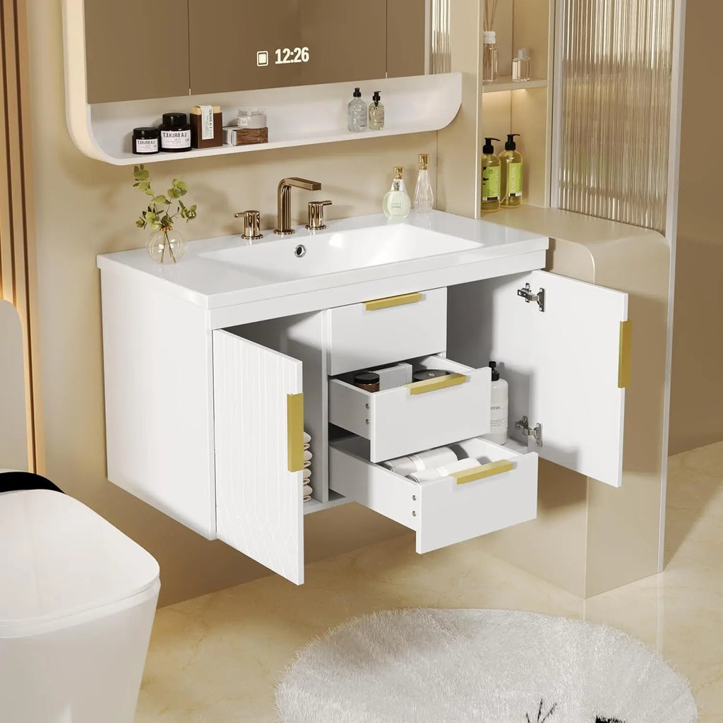 Wall-Mounted Bathroom Vanity Set