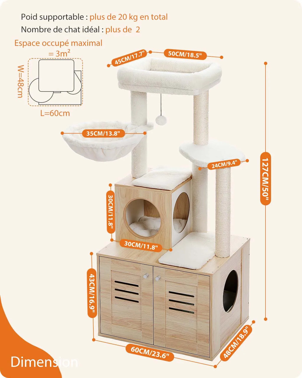 Cat Tree with Condo w/Cat Litter Box