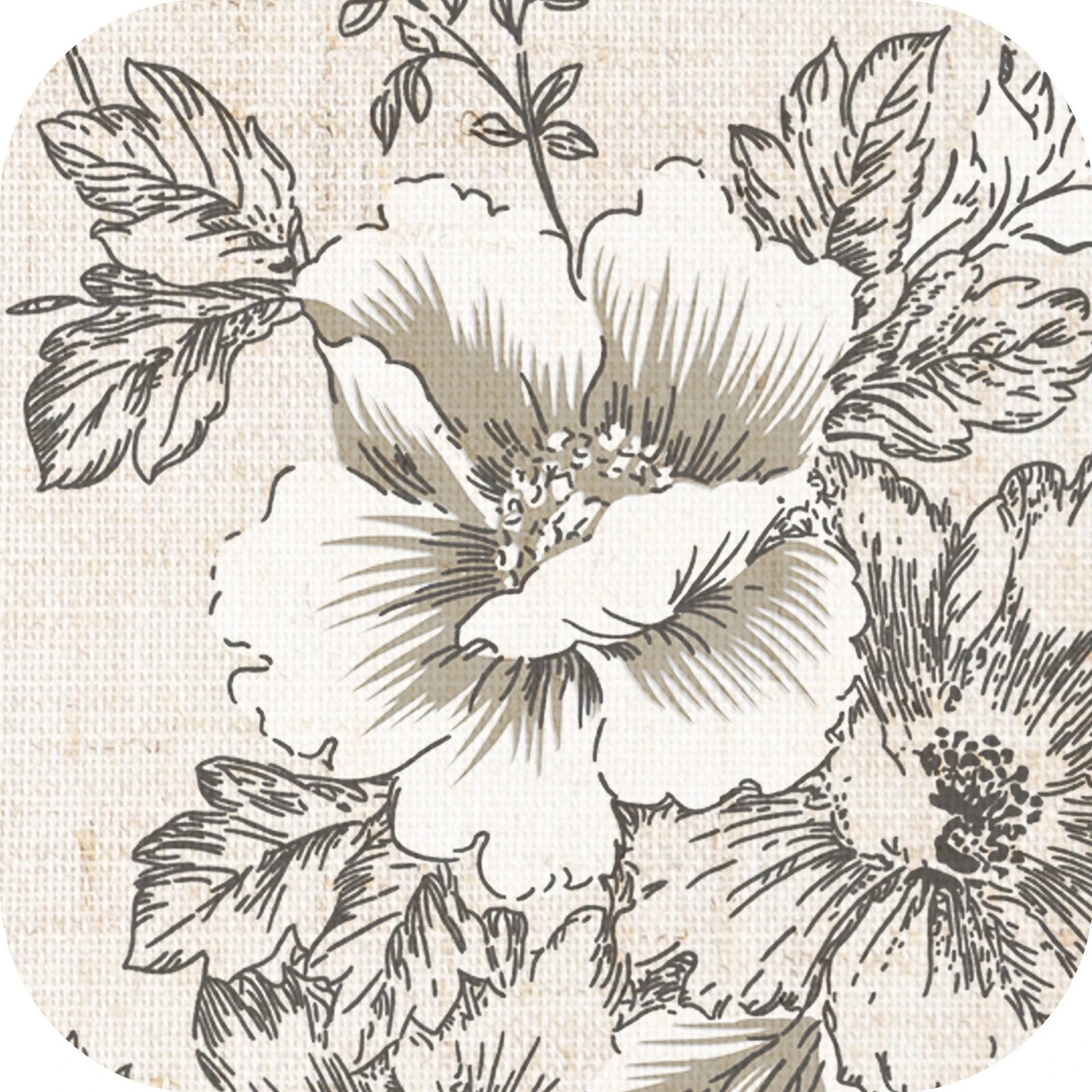 Linen Floral Curtain Set for Kitchen