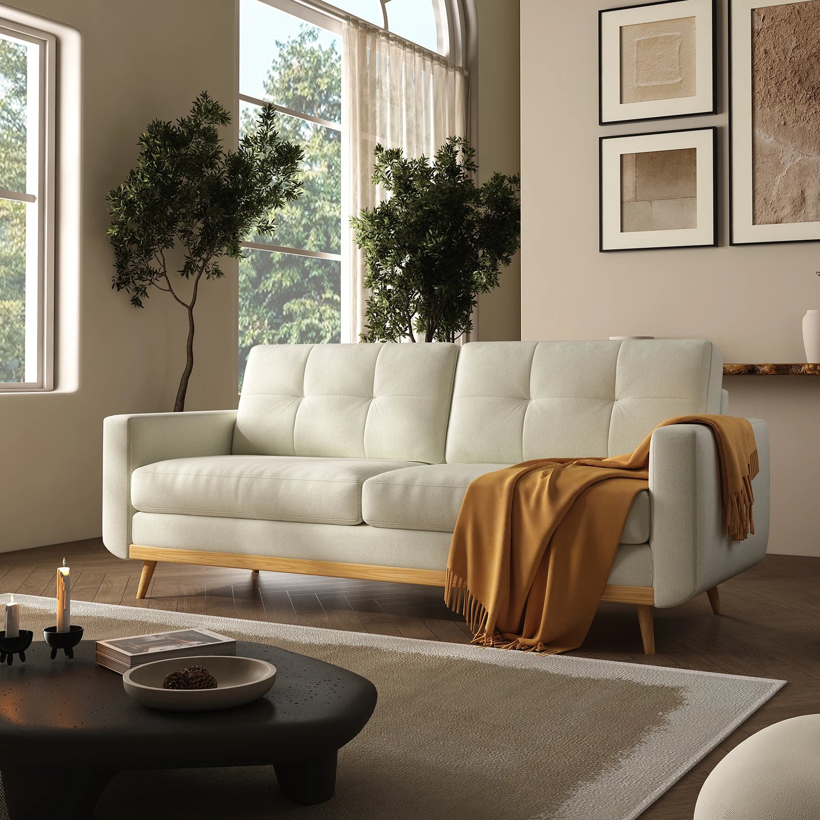 Loveseat Sofa w/Wooden Legs