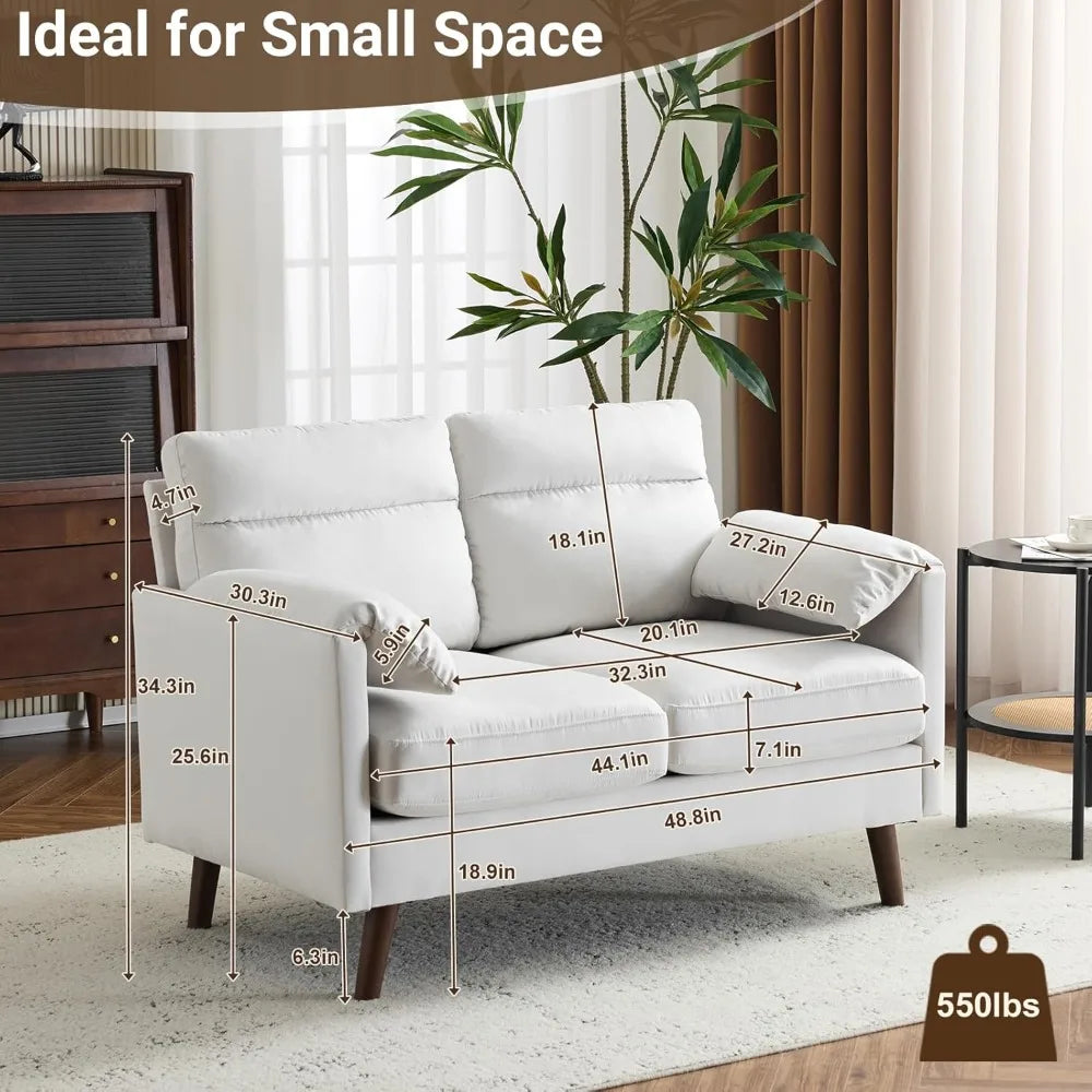 Compact Suede Loveseat Sofa