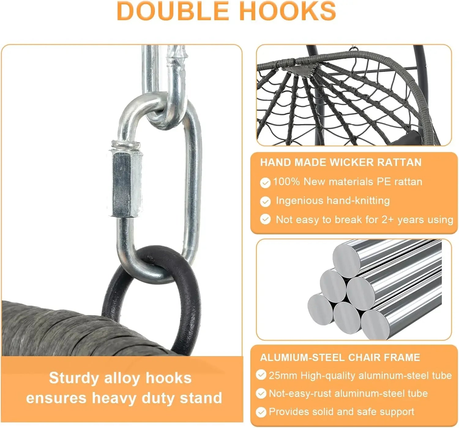 2 Person Double Egg Swing Chair