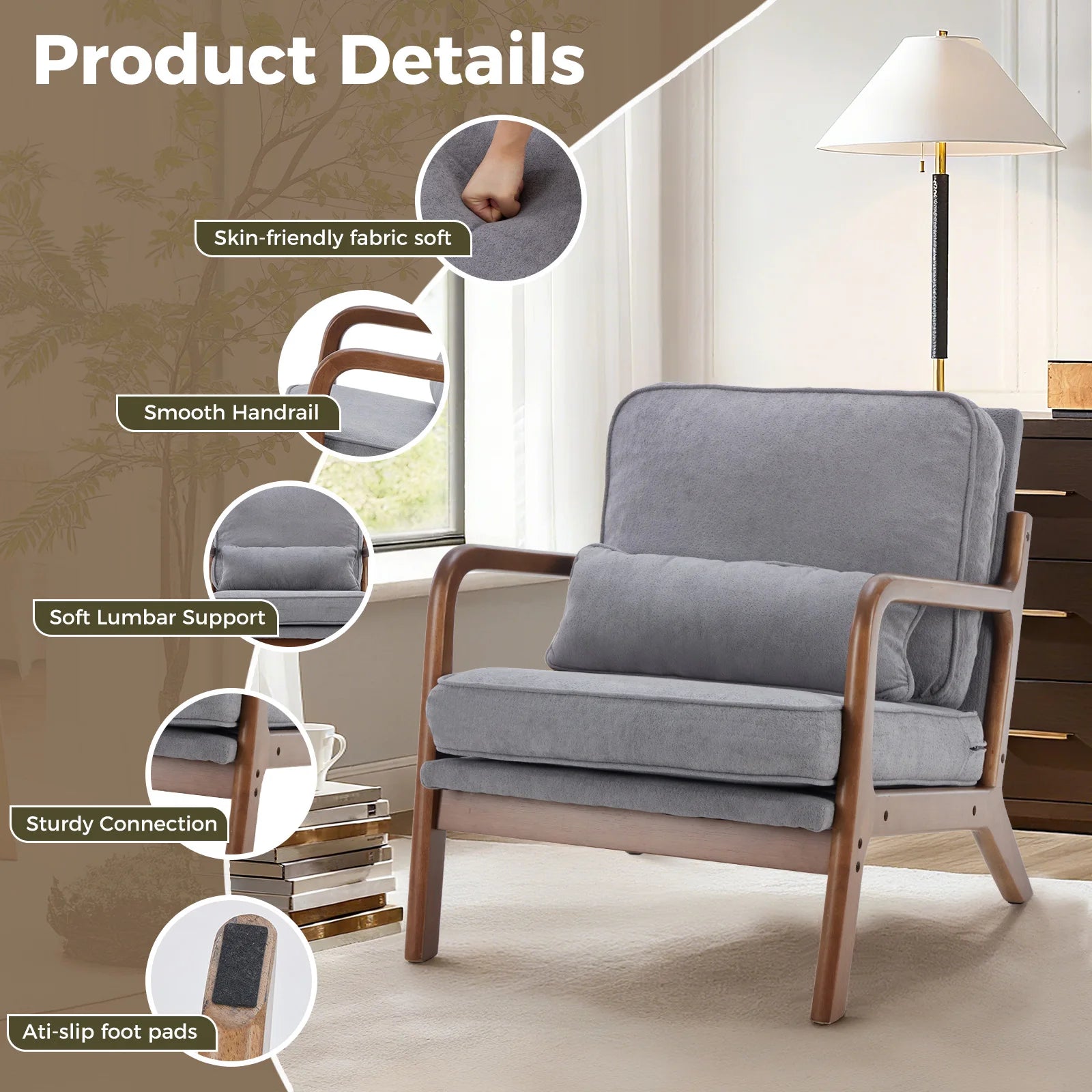 Solid Wooden Chair w/Arms