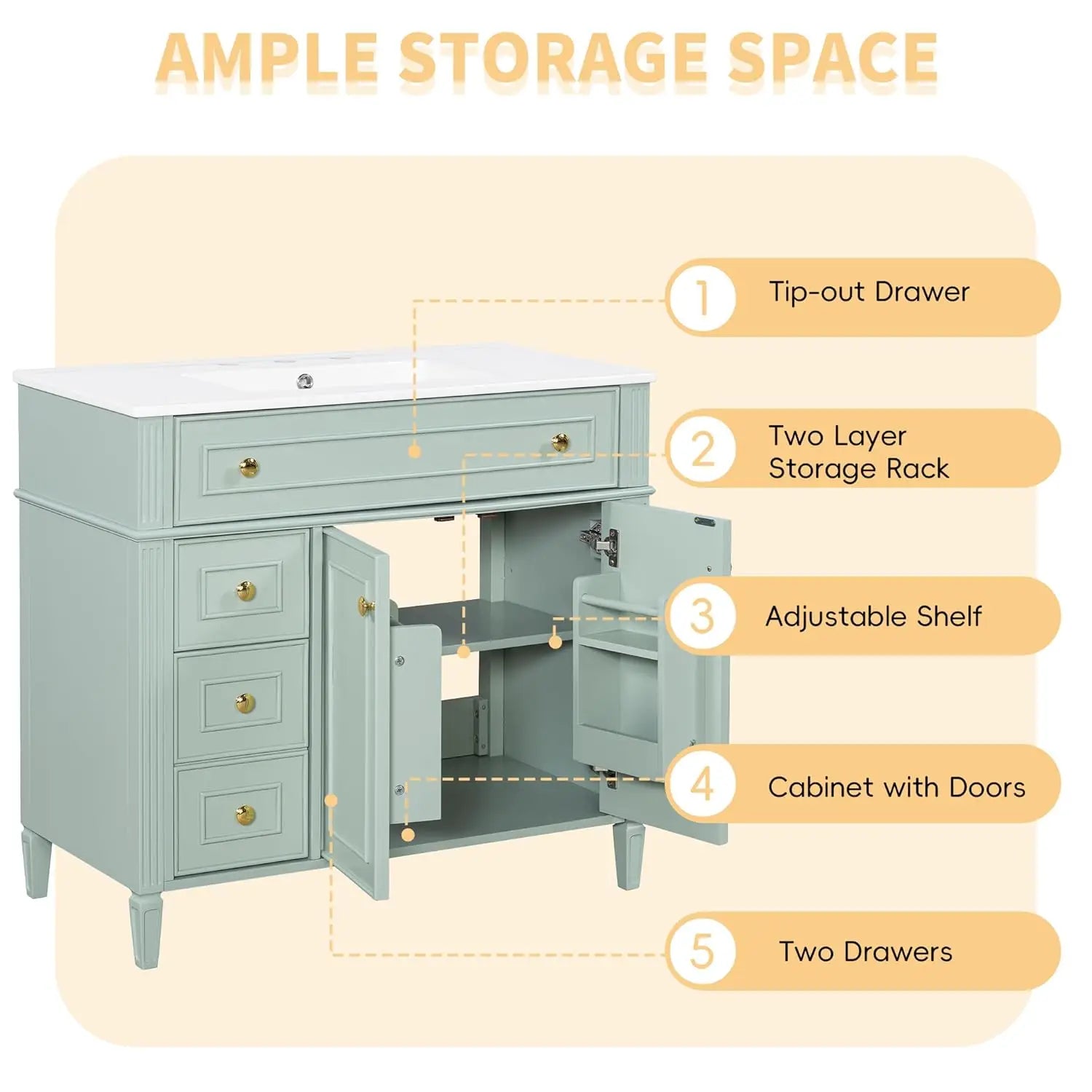 36" Bathroom Vanity with Sink