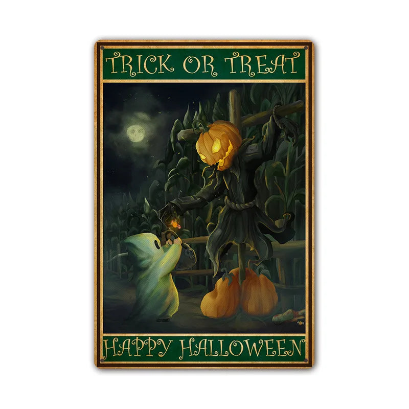 Retro Halloween Tin Painting
