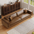 Leather Sofa w/Wood on Sides