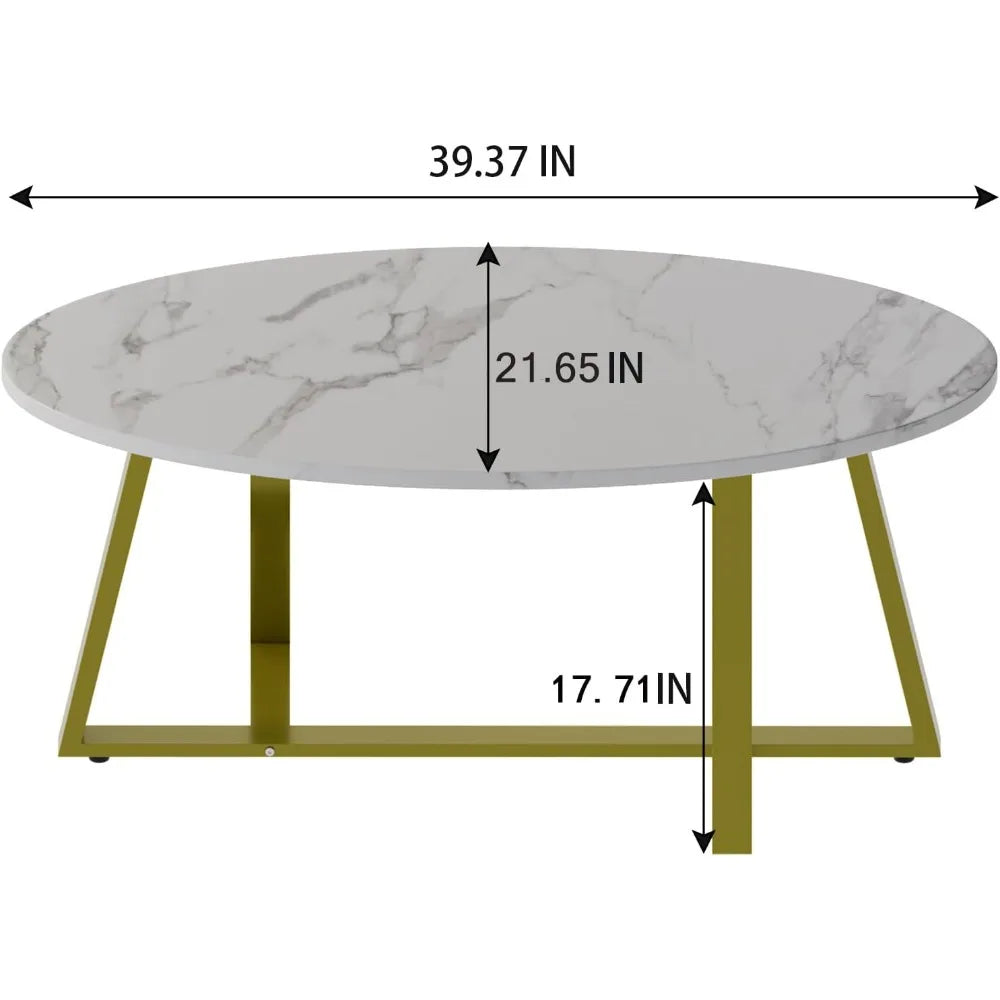 White Faux Marble Coffee Table