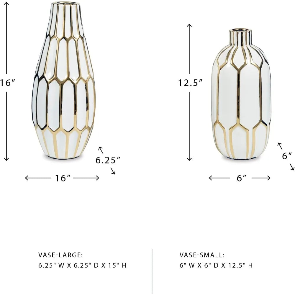 White Gold Honeycomb Vase Set