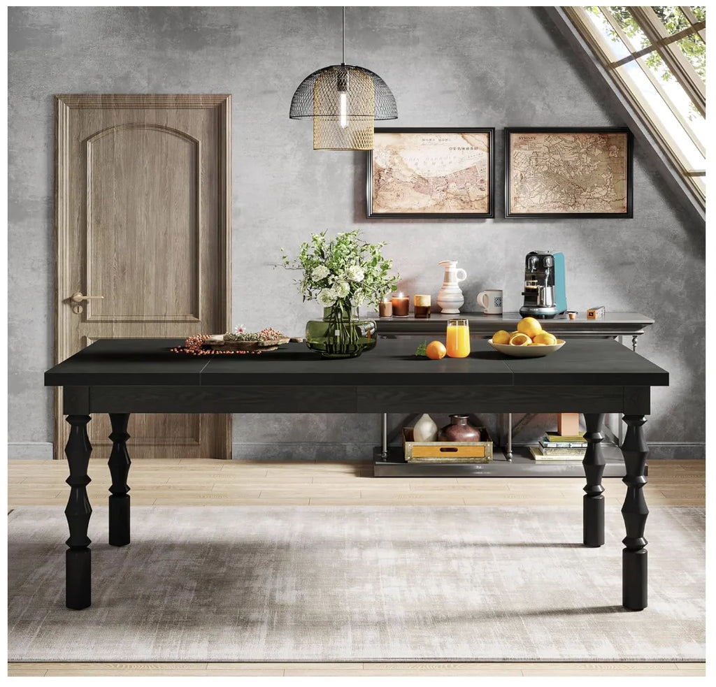 Wood Black Table for 4-6 People