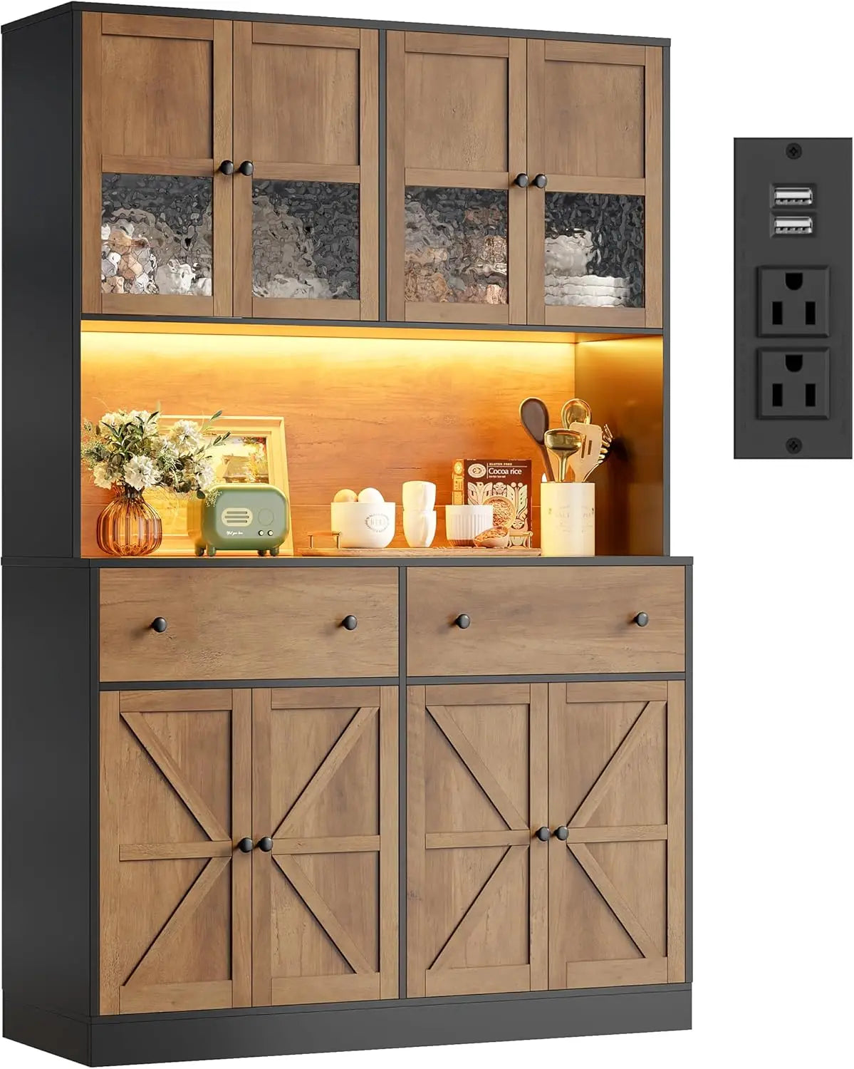 Pantry w/LED Light and Charging Station
