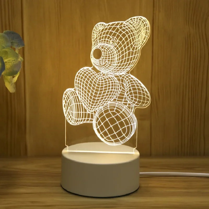 3D Bear LED Acrylic USB Lamp