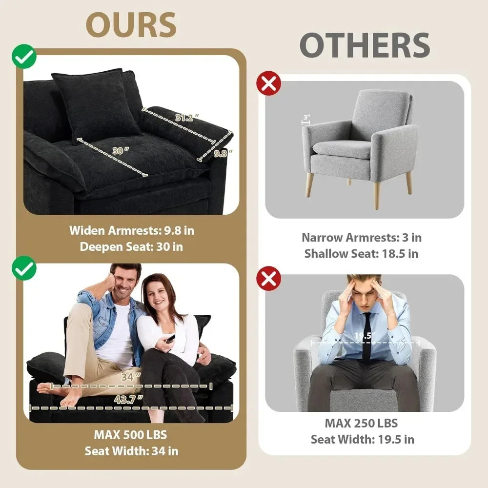 Chenille Oversized Accent Chair