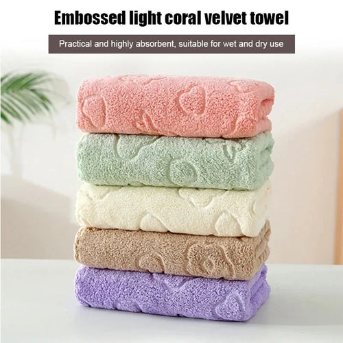 5-piece soft, coral fleece face towels