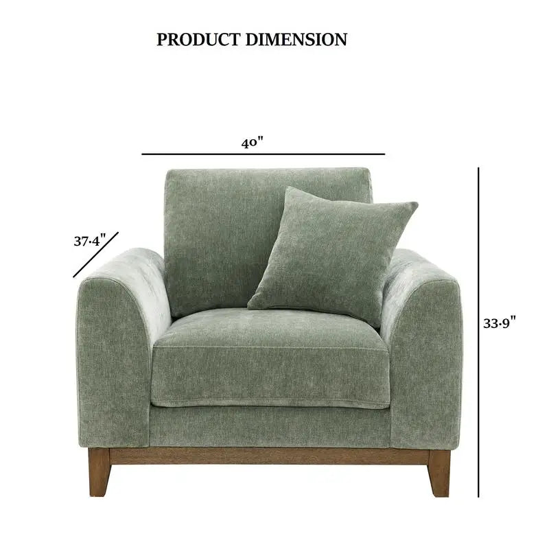 Olive Green Chair w/Throw Pillow