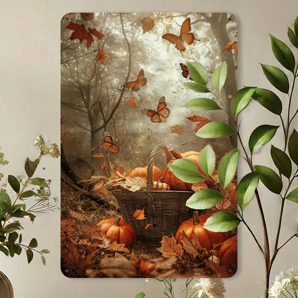 Iron Wall Art with Autumn Forest