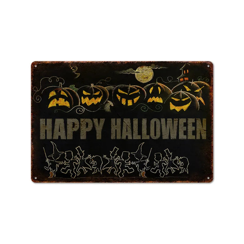 Retro Halloween Tin Painting
